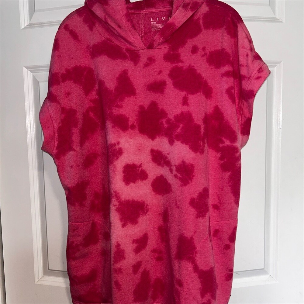 LIVI by Lane Bryant Hoodie Womens Plus Size 18/20 Pink Tie-Dye Pullover